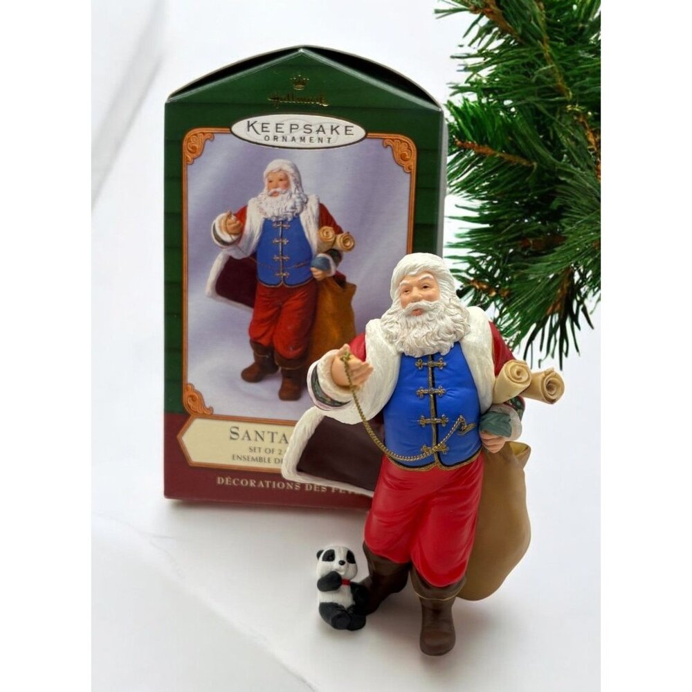 Hallmark Keepsake Christmas Ornament Santa Claus with Panda Pocket Watch